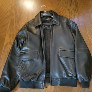 Men's Claiborne Brown Leather Bomber Jacket Size M